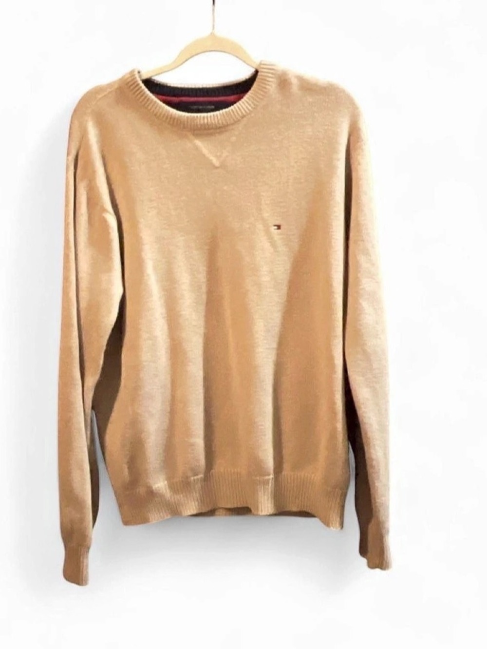 Tommy Hilfiger Striped Cotton Crewneck Sweater in Brown Size Large